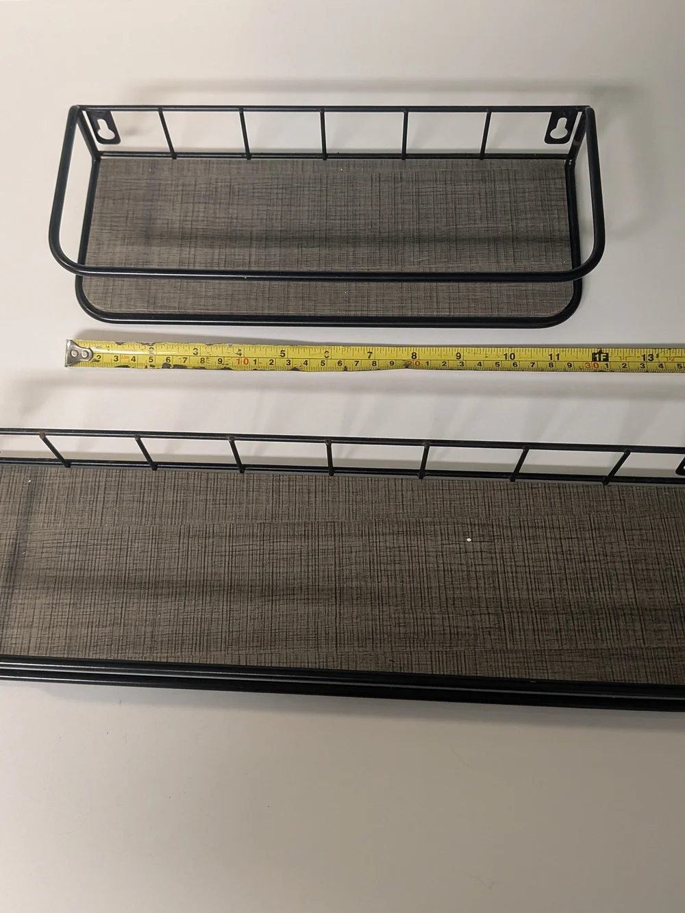 Black Metal Wall Shelf Set with Textured Gray Inserts